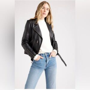 Quince 
100% Leather Motorcycle Jacket
Size: M
Color: BLACK